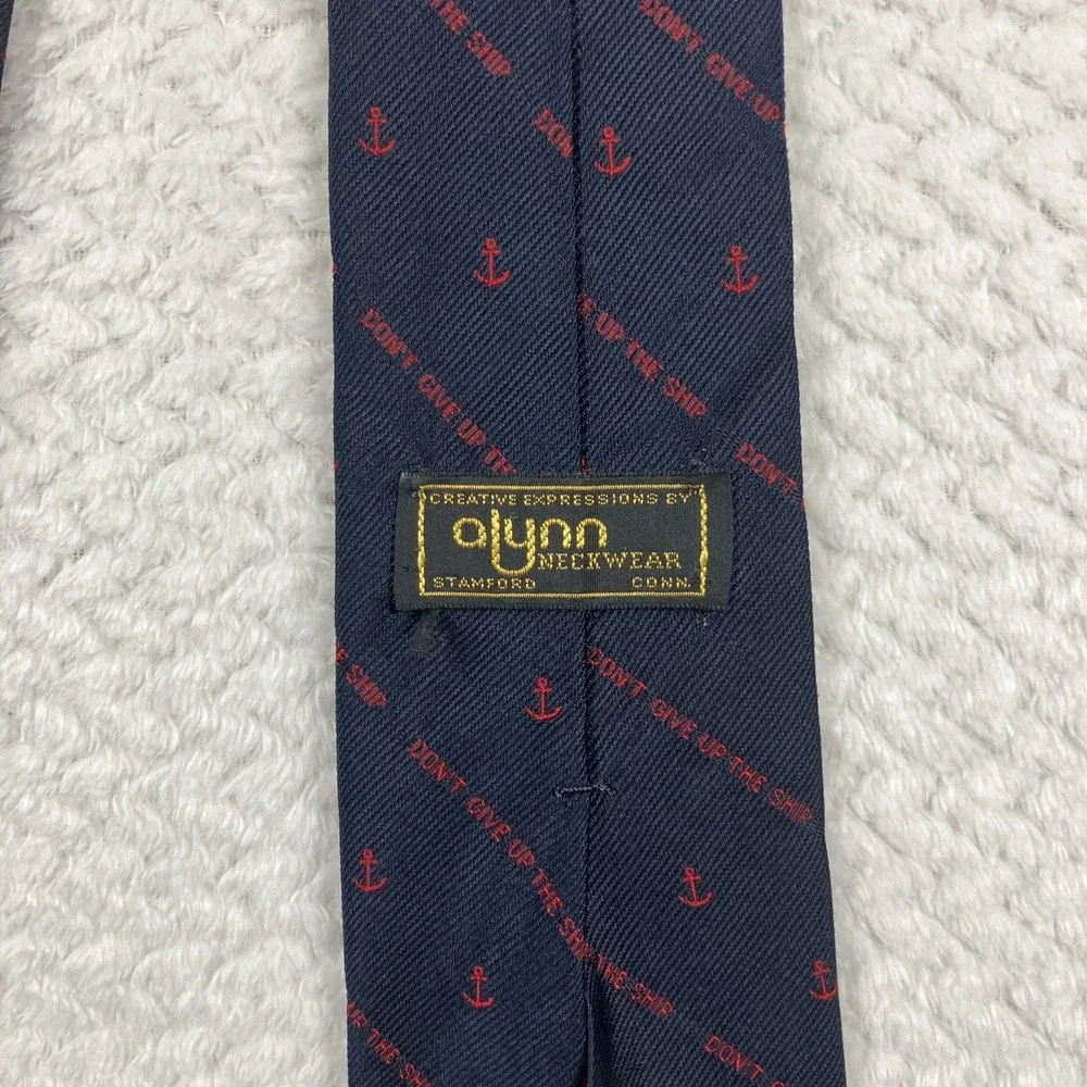 Alynn Navy Blue Silk Necktie Nautical 
